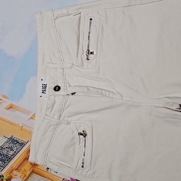 Paige Cindy Cream Zippered Pocket High Waisted Jeans Size 27 - Picture 4 of 10